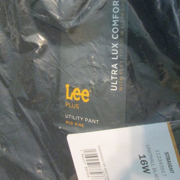 Lee Plus Straight 16W Long Utility Pant Mid Rise Unionall Black unopened - Picture 3 of 4